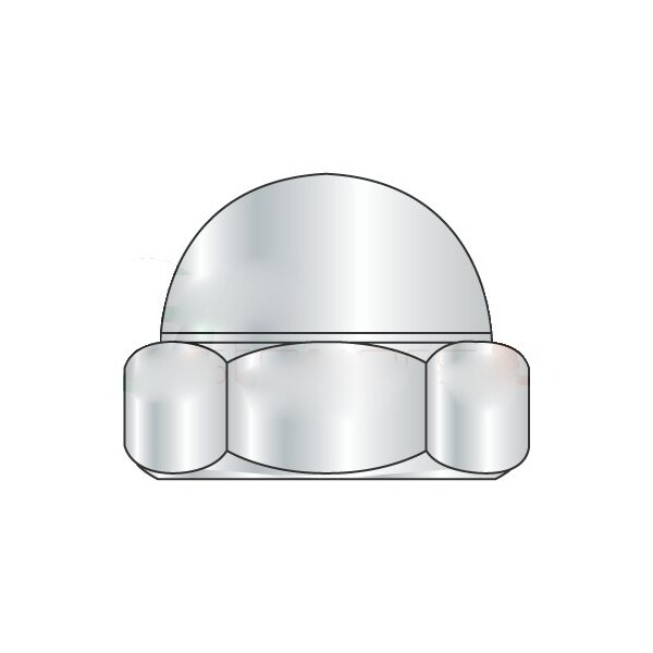 Newport Fasteners Low Crown Acorn Nut, #10-24, Steel, Nickel Plated, 0.291 in H, 250 PK NB301017P-250 - main